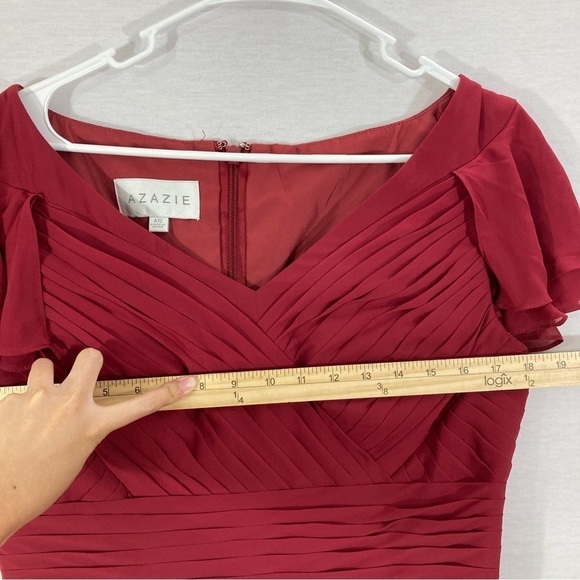 Azazie Burgundy Bridesmaid Midi Dress Size A12 - Picture 7 of 11